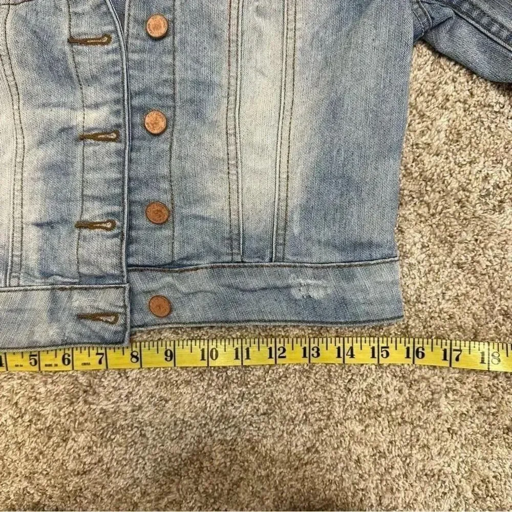 YMI jeans denim jean jacket. Distressed cropped and bleached denim. Meduim (m) - Picture 7 of 8